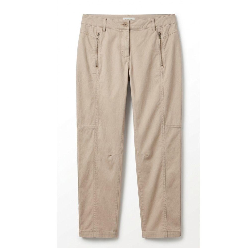 Chico's 0.5 Women 6 Beige Casual Mid Rise Straight Leg Stretch Comfort Pants